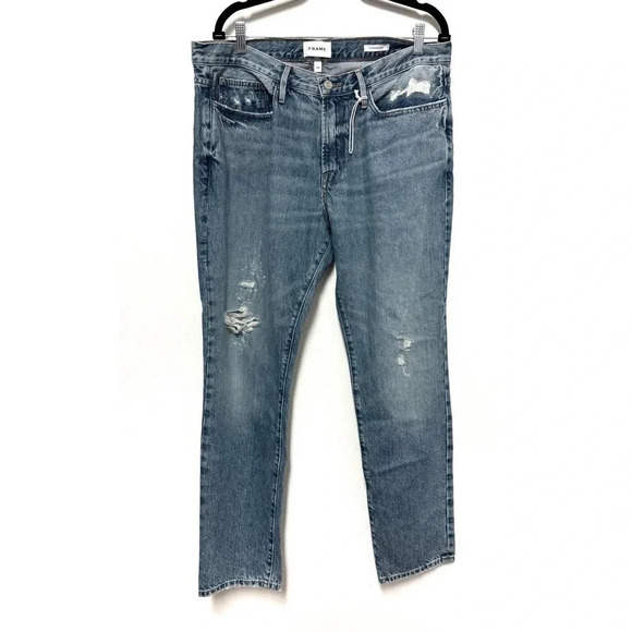 NWT $296 FRAME Denim L’Homme Slim Ripped Jeans - Distressed Men's Pants - Picture 4 of 10